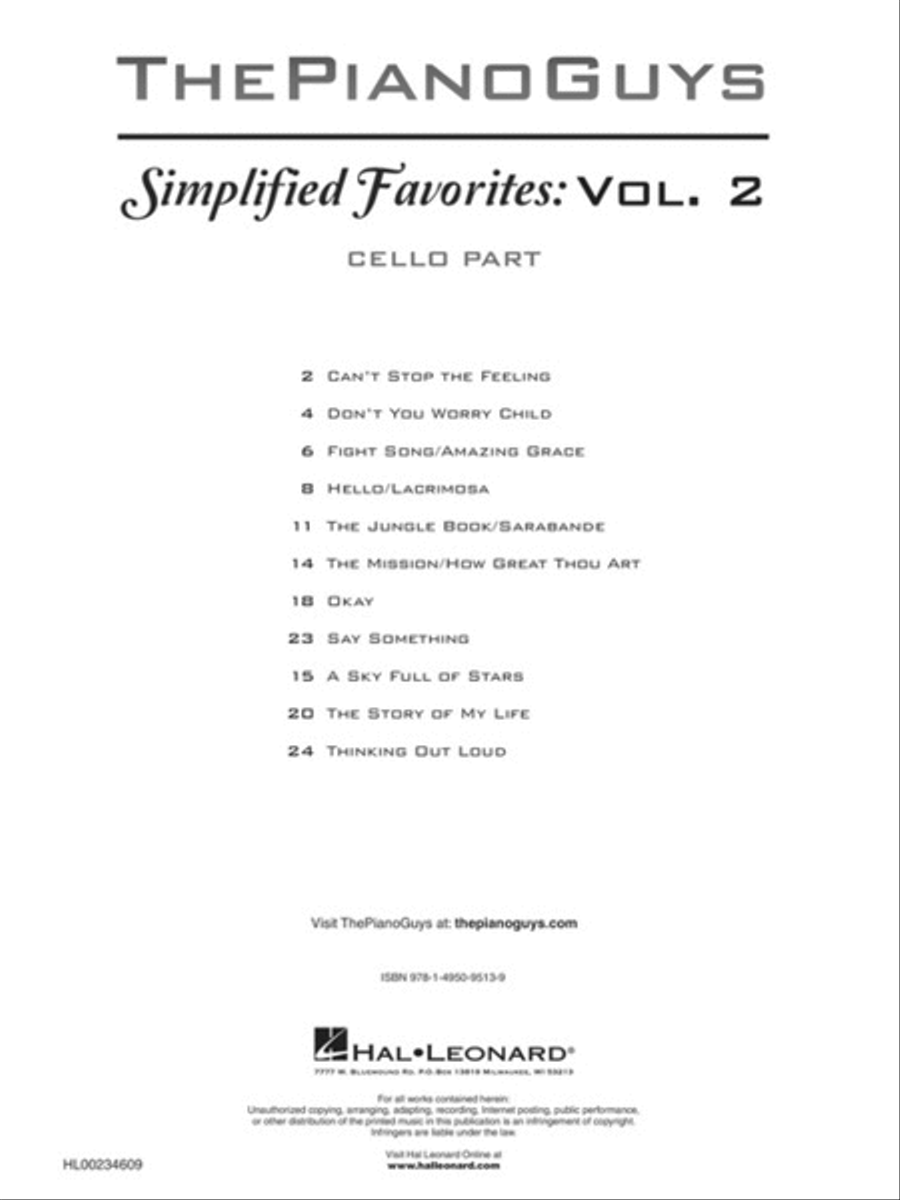 The Piano Guys – Simplified Favorites, Volume 2 Cello scores gallery preview page 4