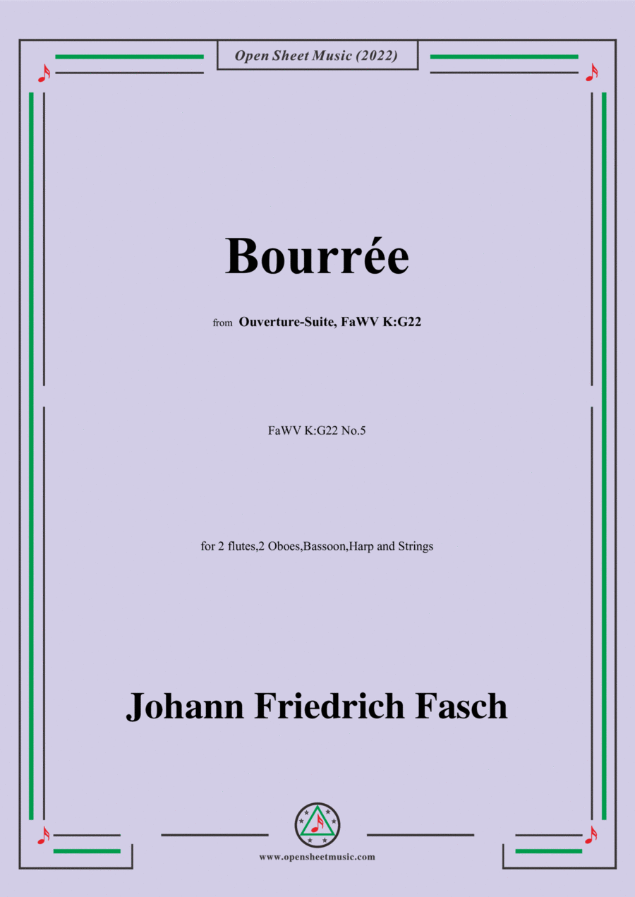 J. F. Fasch-Bourrée,FaWV K:G22 No.5,from 'Ouverture-Suite,in G Major,FaWV K:G22' Clarinet scores gallery preview page 1