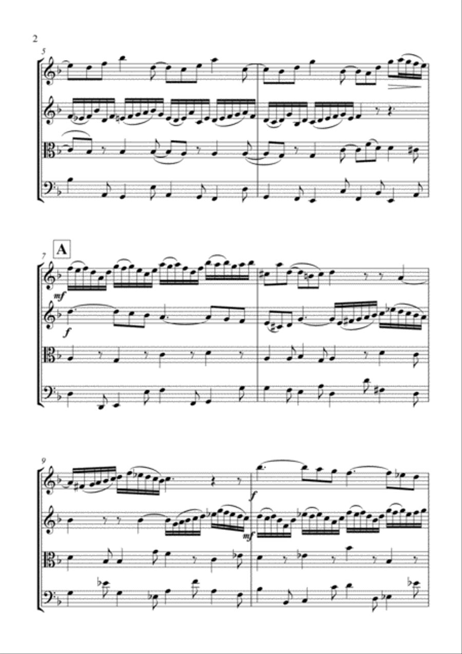Bach Double Violin Concerto - Largo String Quartet scores gallery preview page 2