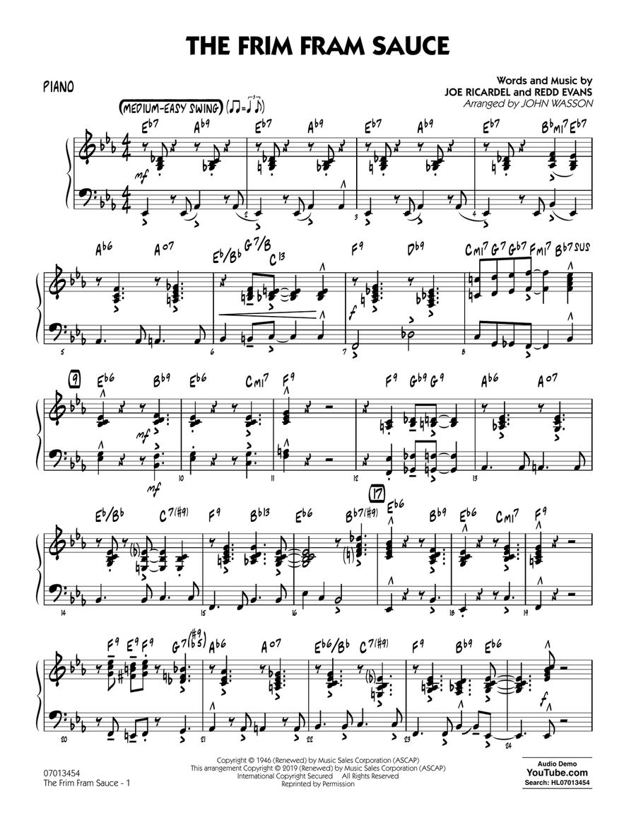 The Frim Fram Sauce (arr. John Wasson) - Piano Jazz Ensemble scores gallery preview page 1