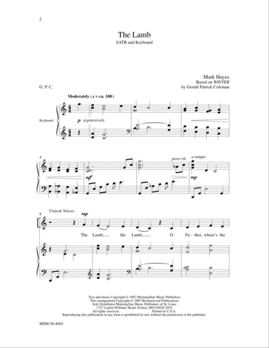 The Lamb The Lamb 4-Part scores gallery preview page 2