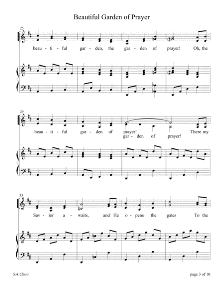 Beautiful Garden of Prayer (for SA Choir with Piano Accompaniment) SA scores gallery preview page 3