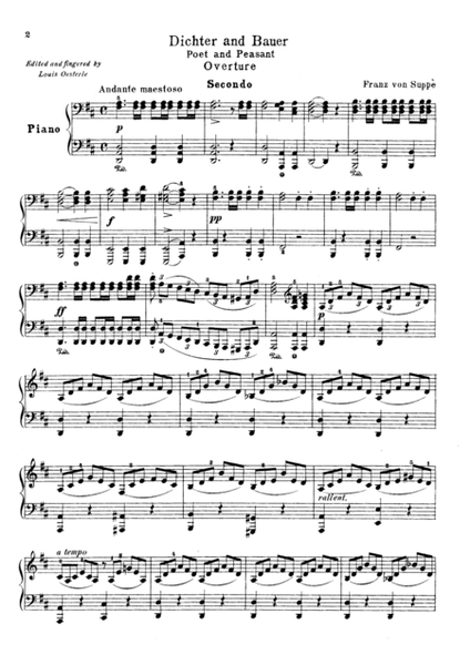 Suppe Poet and Peasant Overture, for piano duet(1 piano, 4 hands), PS821