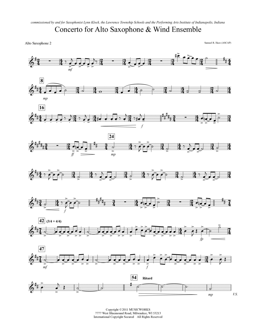 Concerto For Alto Saxophone And Wind Ensemble - Eb Alto Saxophone 2