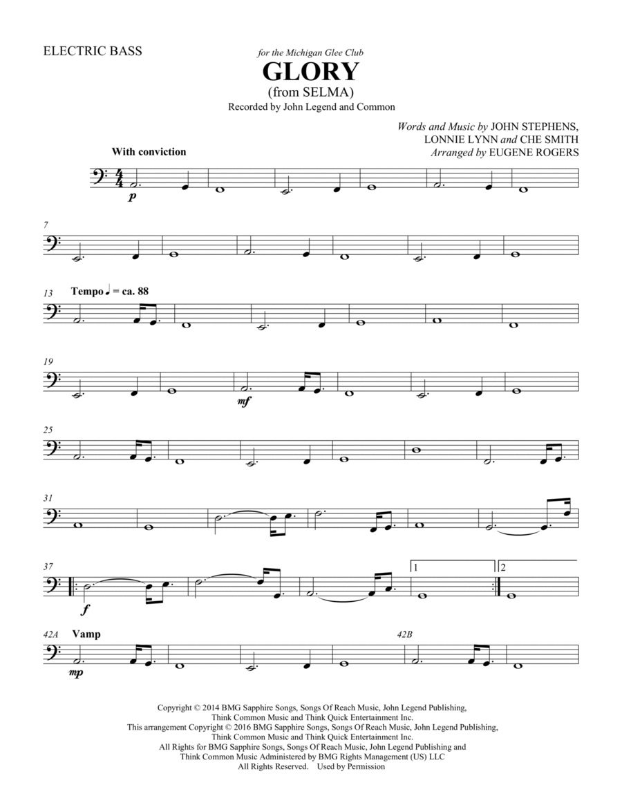 Glory (from Selma) (arr. Eugene Rogers) - Electric Bass Choir scores gallery preview page 1