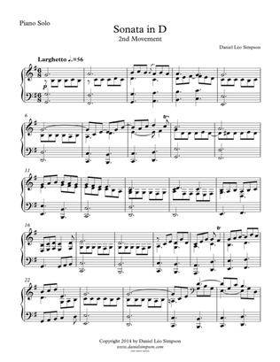Sonata in D for Piano Solo - 2nd Mvt.