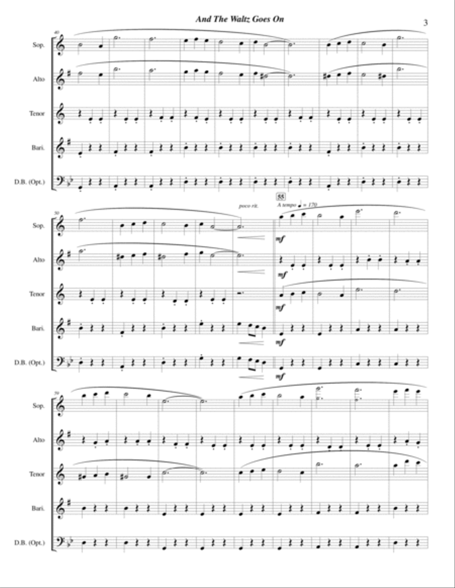 And The Waltz Goes On Saxophone Quartet scores gallery preview page 5