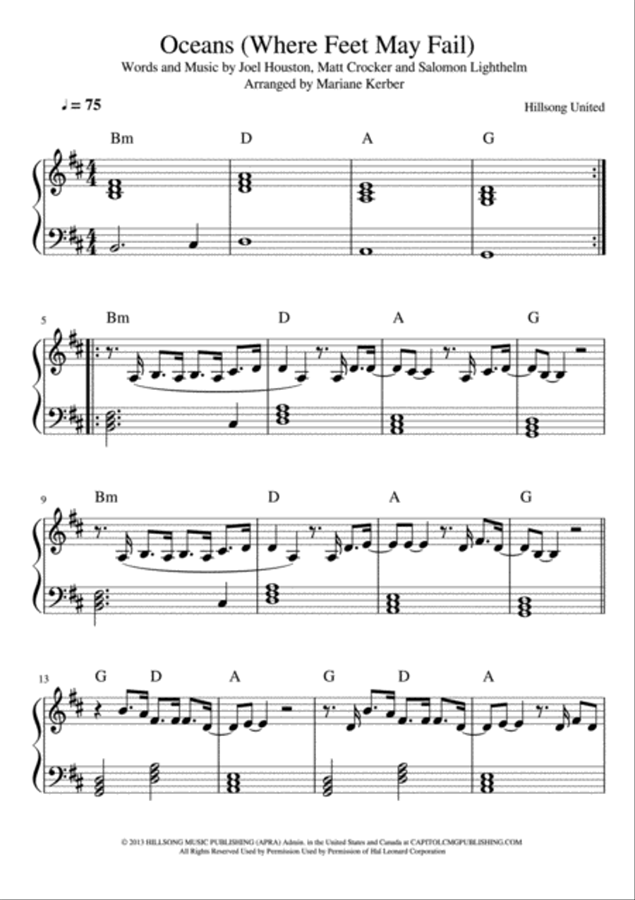 Oceans (Where Feet May Fail) Oceans (Where Feet May Fail) Voice scores gallery preview page 1