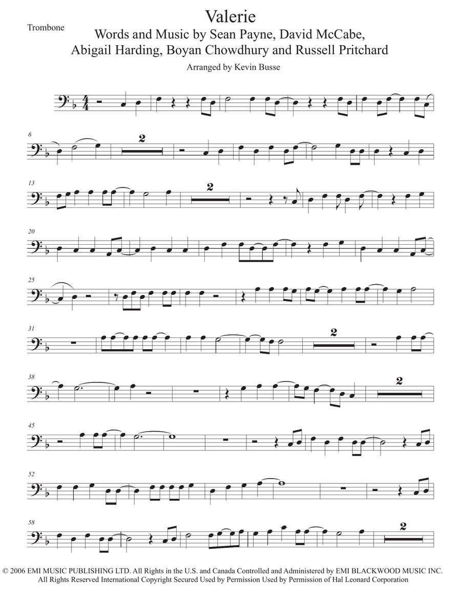 Valerie Trombone Solo scores gallery preview page 1