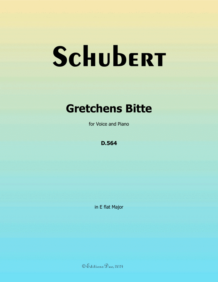 Gretchens Bitte, by Schubert, D.564, in E flat Major Voice scores gallery preview page 1