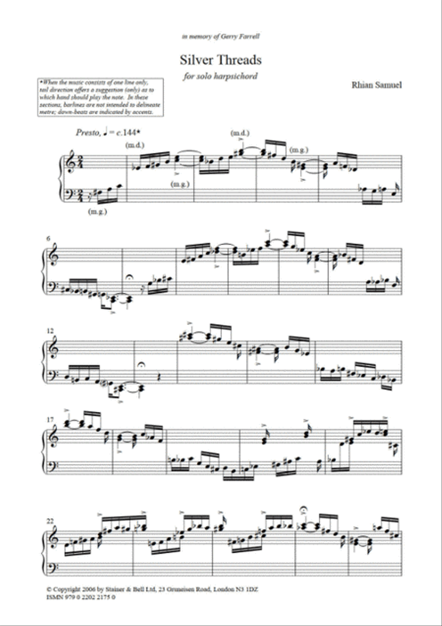 Silver Threads. Harpsichord Choir scores gallery preview page 2