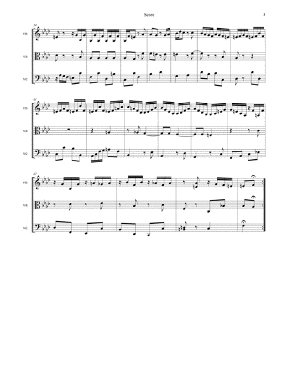 Bach: Prelude in F Minor from The Well Tempered Clavier (BWV 881) arr. for String trio String Trio scores gallery preview page 3