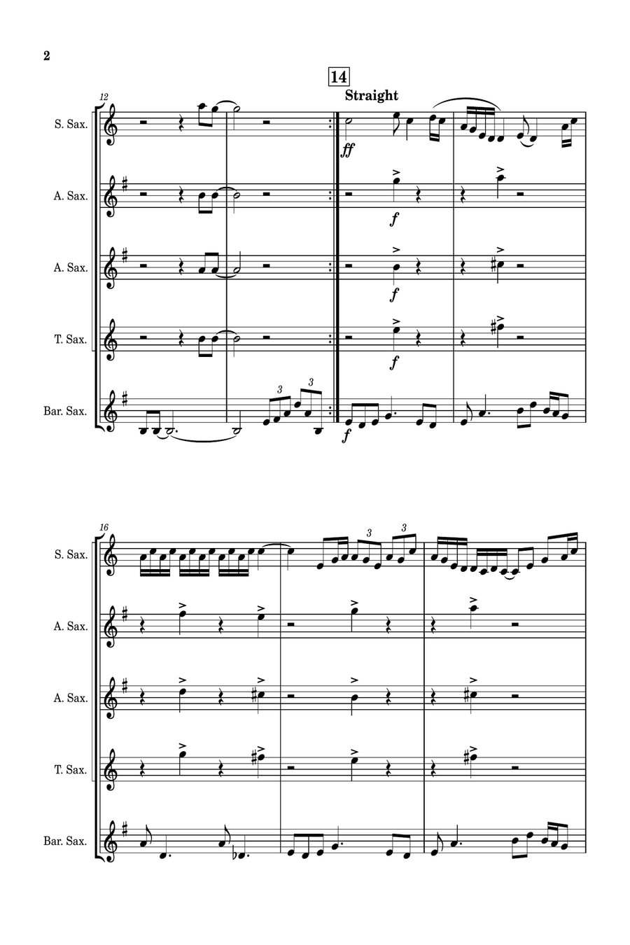 Carry On Wayward Son Saxophone Quintet scores gallery preview page 3