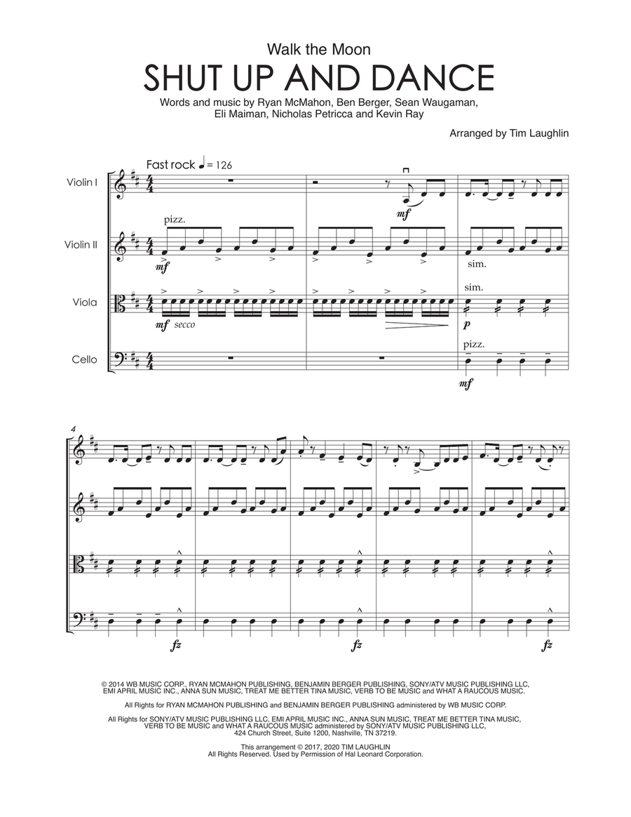 Shut Up And Dance String Quartet scores gallery preview page 1