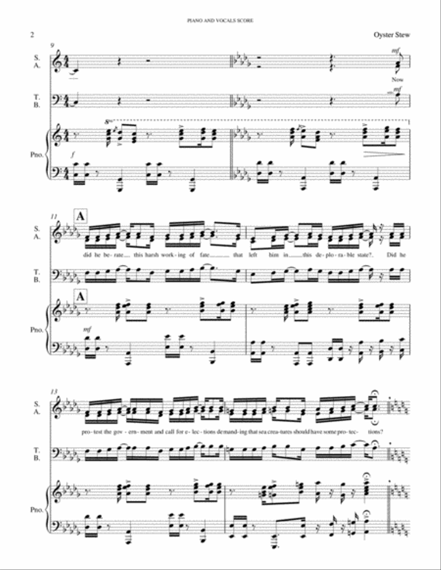 Oyster Stew (SATB and Piano Accompaniment Score) 4-Part scores gallery preview page 2