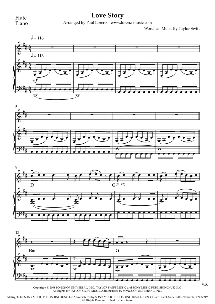 Love Story Flute scores gallery preview page 1