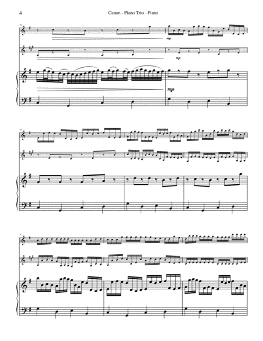 Pachelbel's Canon for Flute, Clarinet & Piano Woodwind Duet scores gallery preview page 4