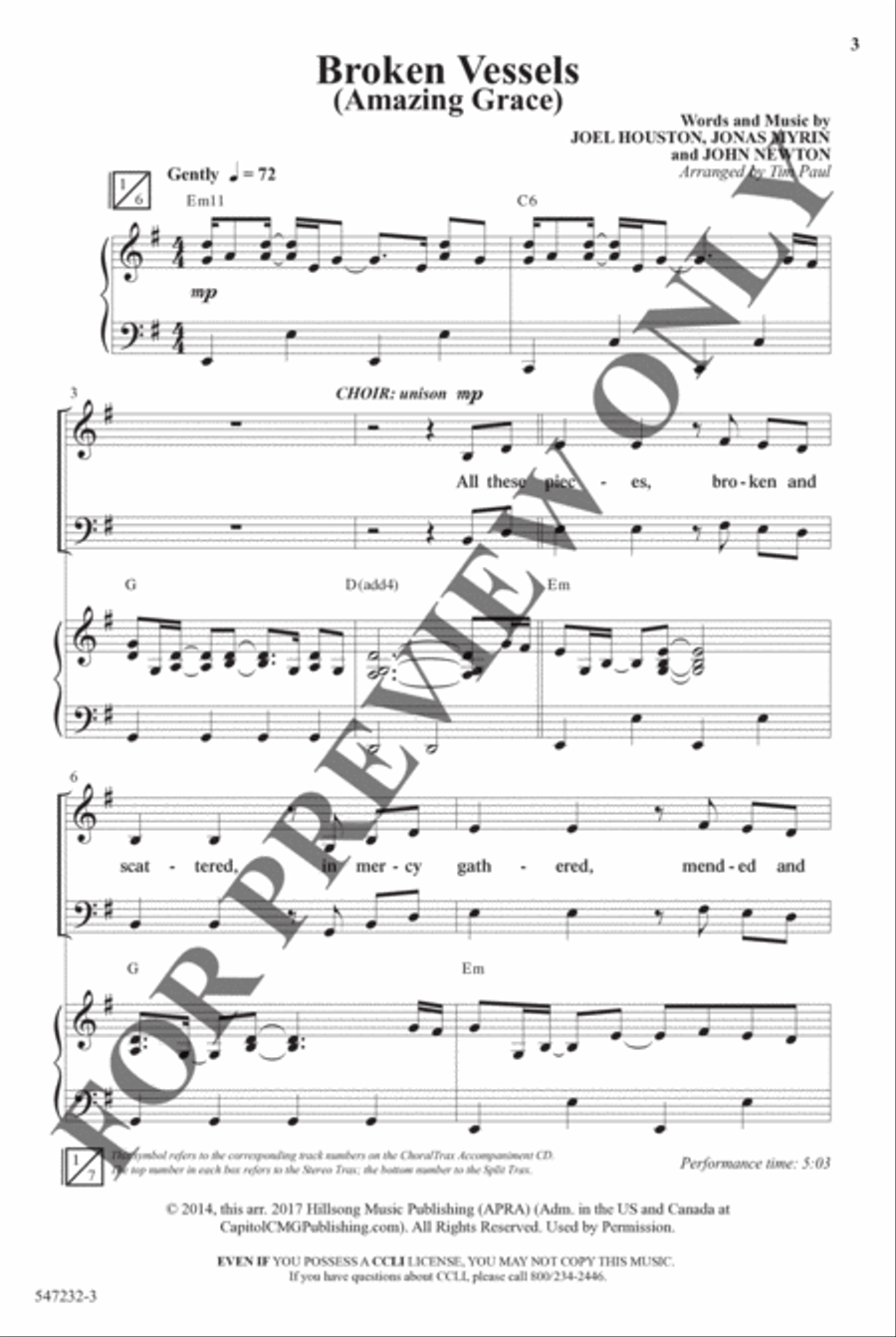 Broken Vessels (Amazing Grace) - Anthem 4-Part scores gallery preview page 2