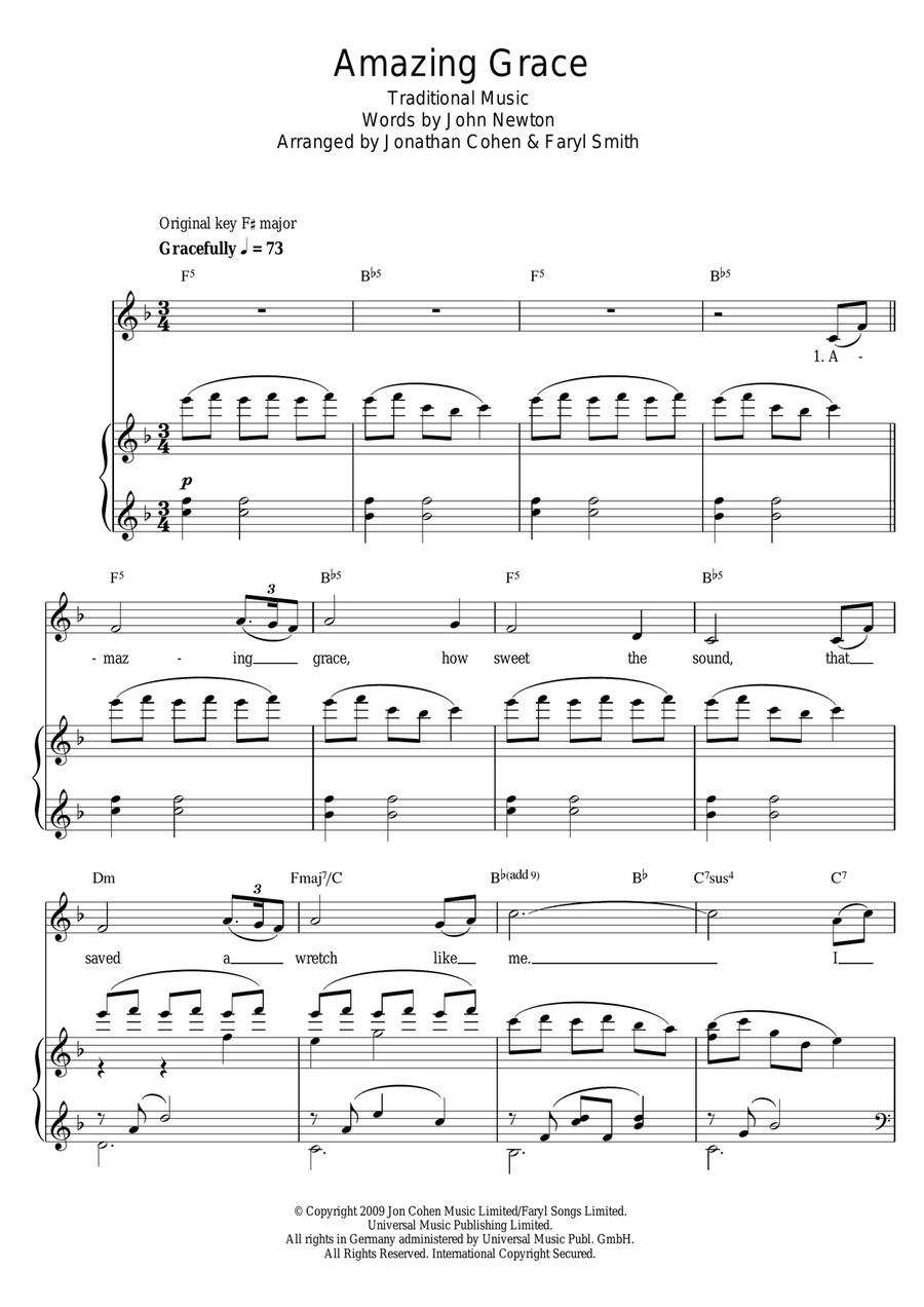 Amazing Grace Amazing Grace Piano, Vocal scores gallery preview page 1