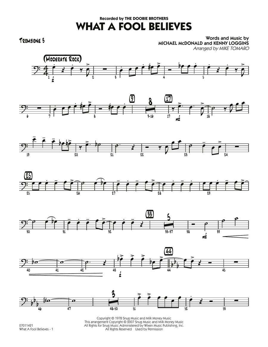 What A Fool Believes - Trombone 3 Jazz Ensemble scores gallery preview page 1