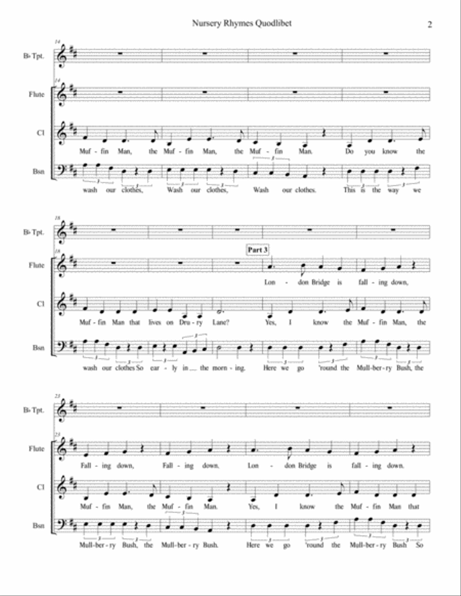 Nursery Rhymes Quodlibet, 4-Part Children's Chorus SA scores gallery preview page 3