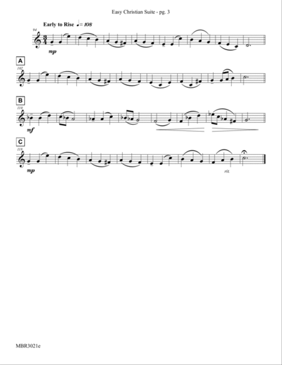 Easy Christian Suite for Trumpet Trio by Eddie Lewis Trumpet Trio scores gallery preview page 4