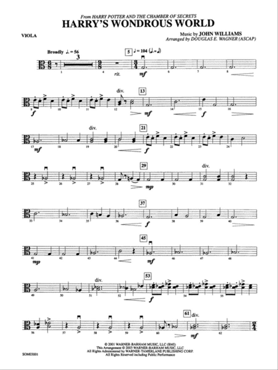 Harry's Wondrous World (from Harry Potter and the Chamber of Secrets): Viola String Orchestra scores gallery preview page 1