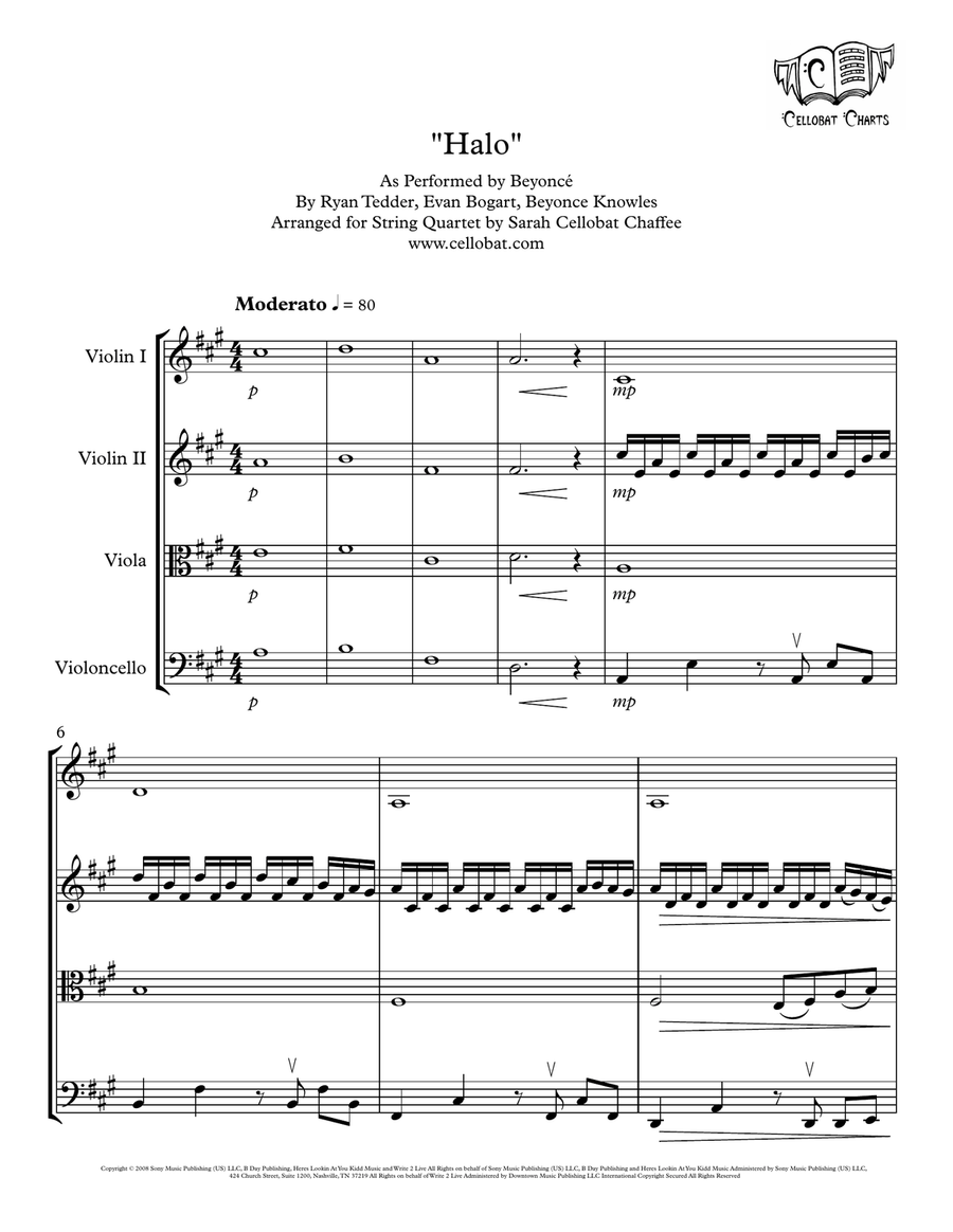 Halo String Quartet scores gallery preview page 1