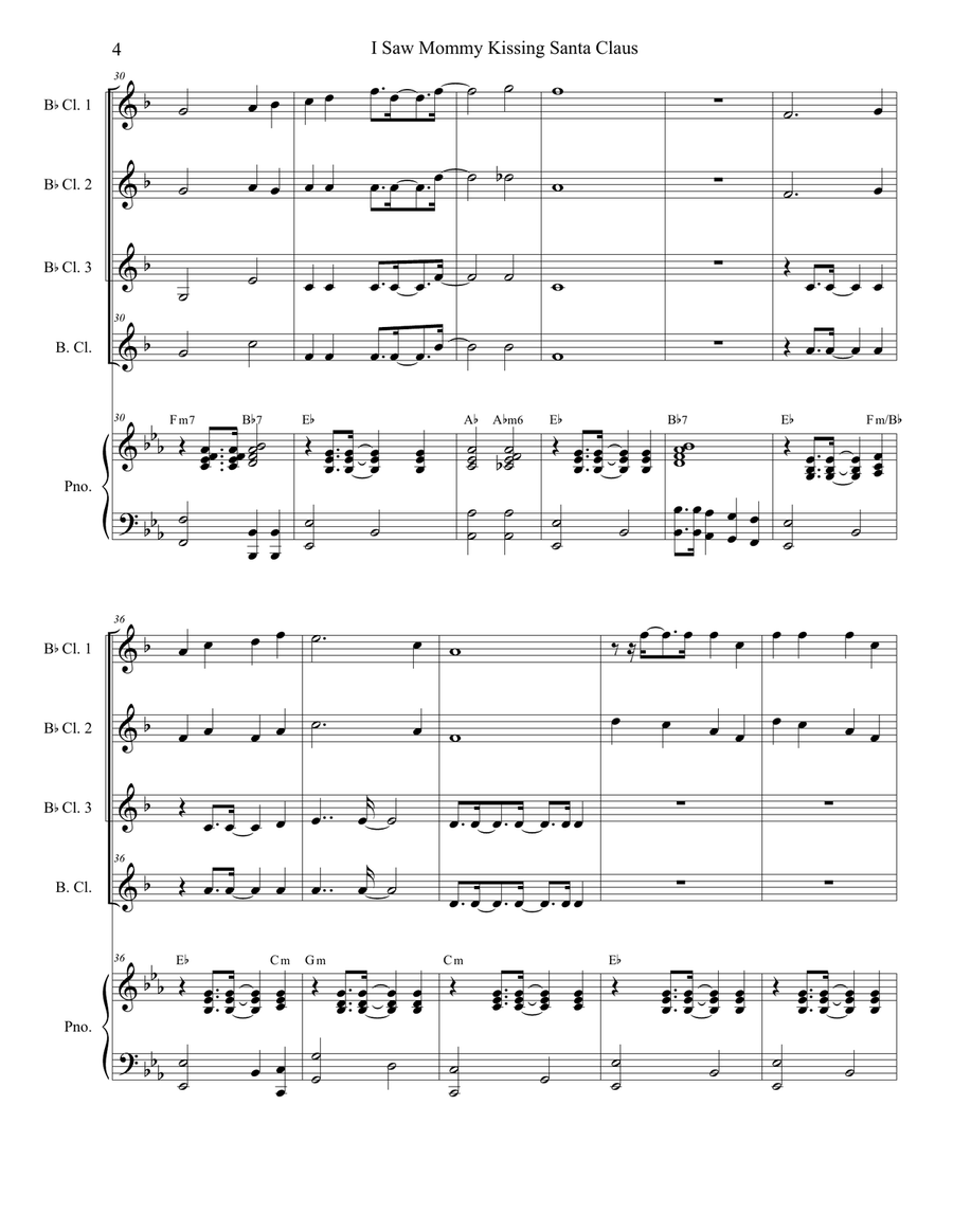 I Saw Mommy Kissing Santa Claus Clarinet Choir scores gallery preview page 4