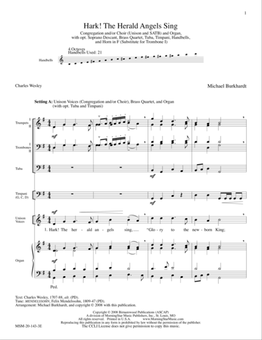 Hark! The Herald Angels Sing (Mendelssohn) 4-Part scores gallery preview page 1