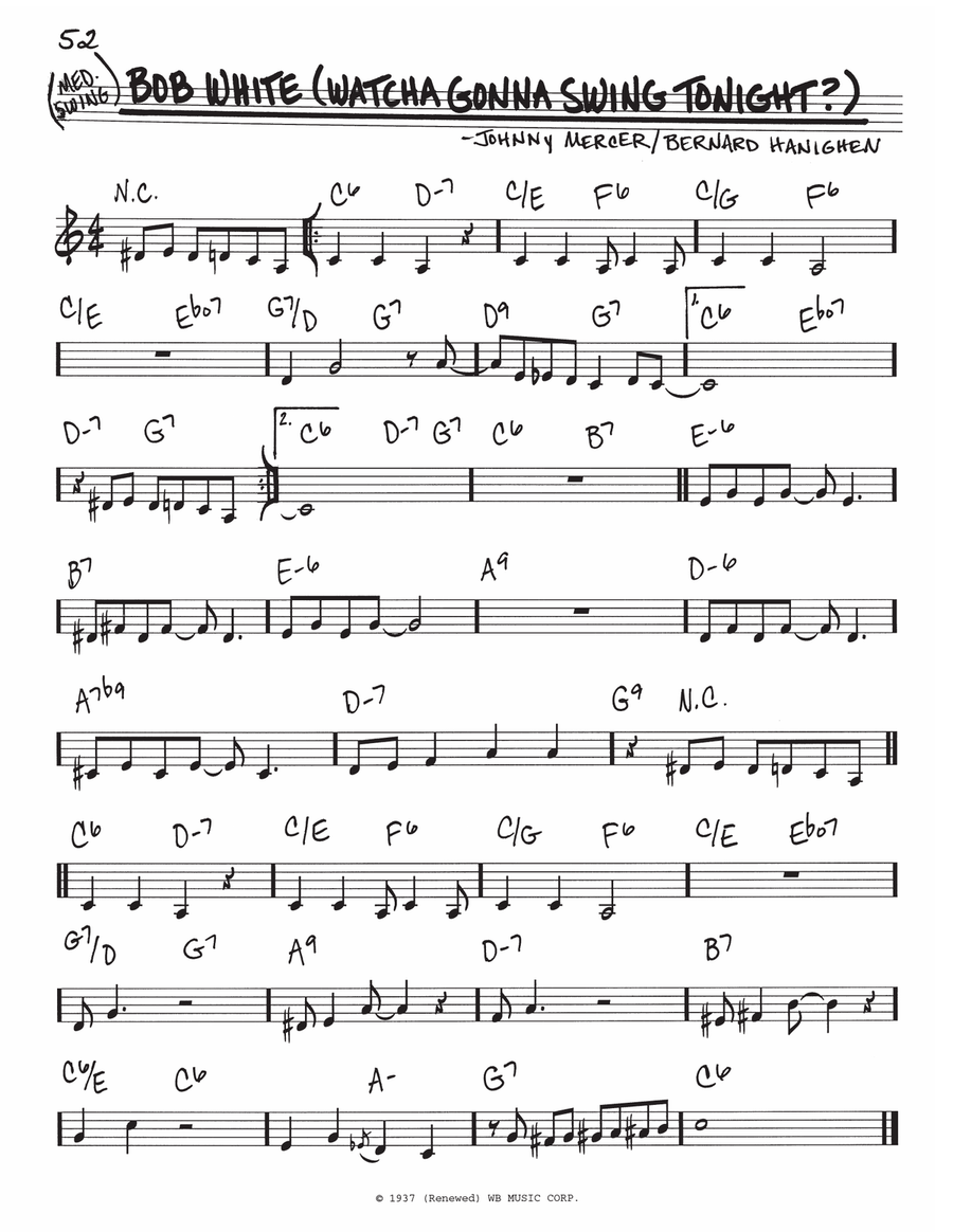Bob White (Watcha Gonna Swing Tonight?) Piano scores gallery preview page 1