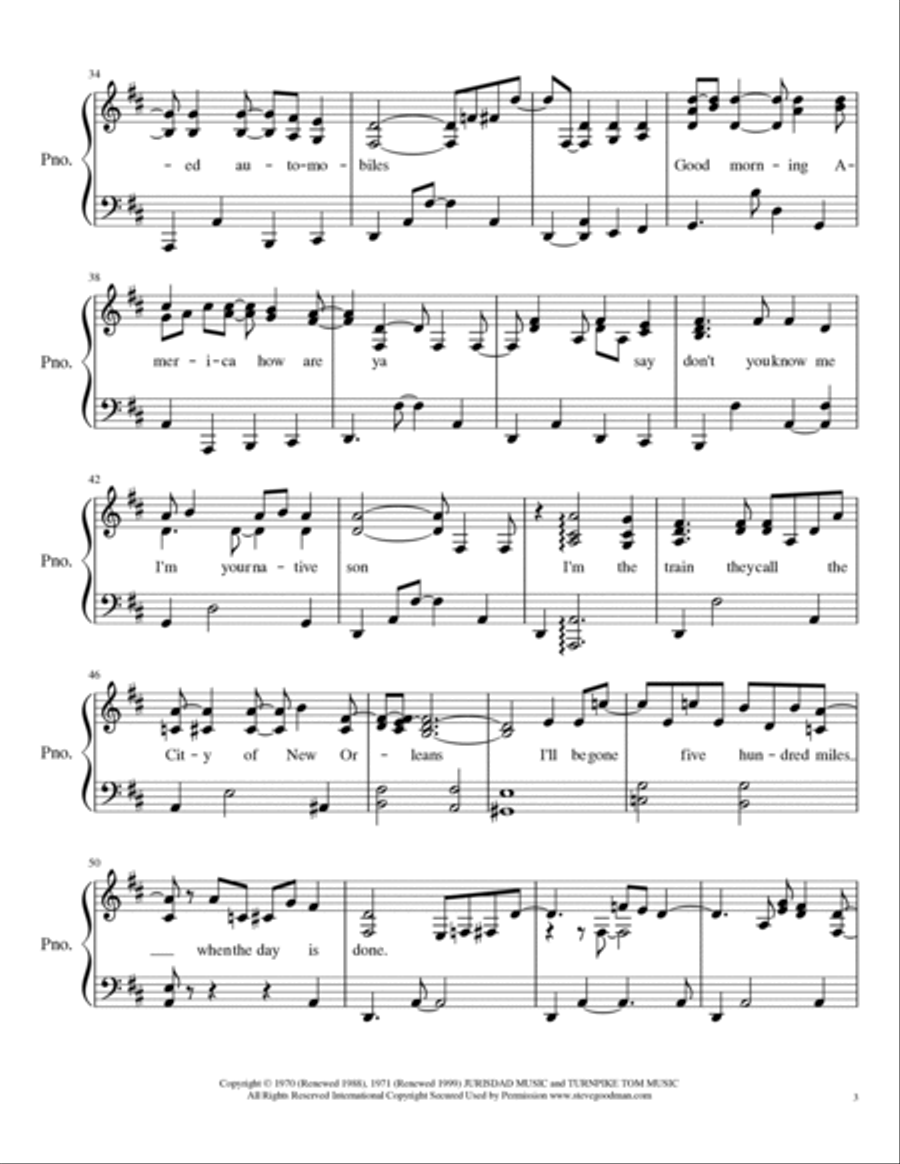 City Of New Orleans City Of New Orleans Piano Solo scores gallery preview page 3