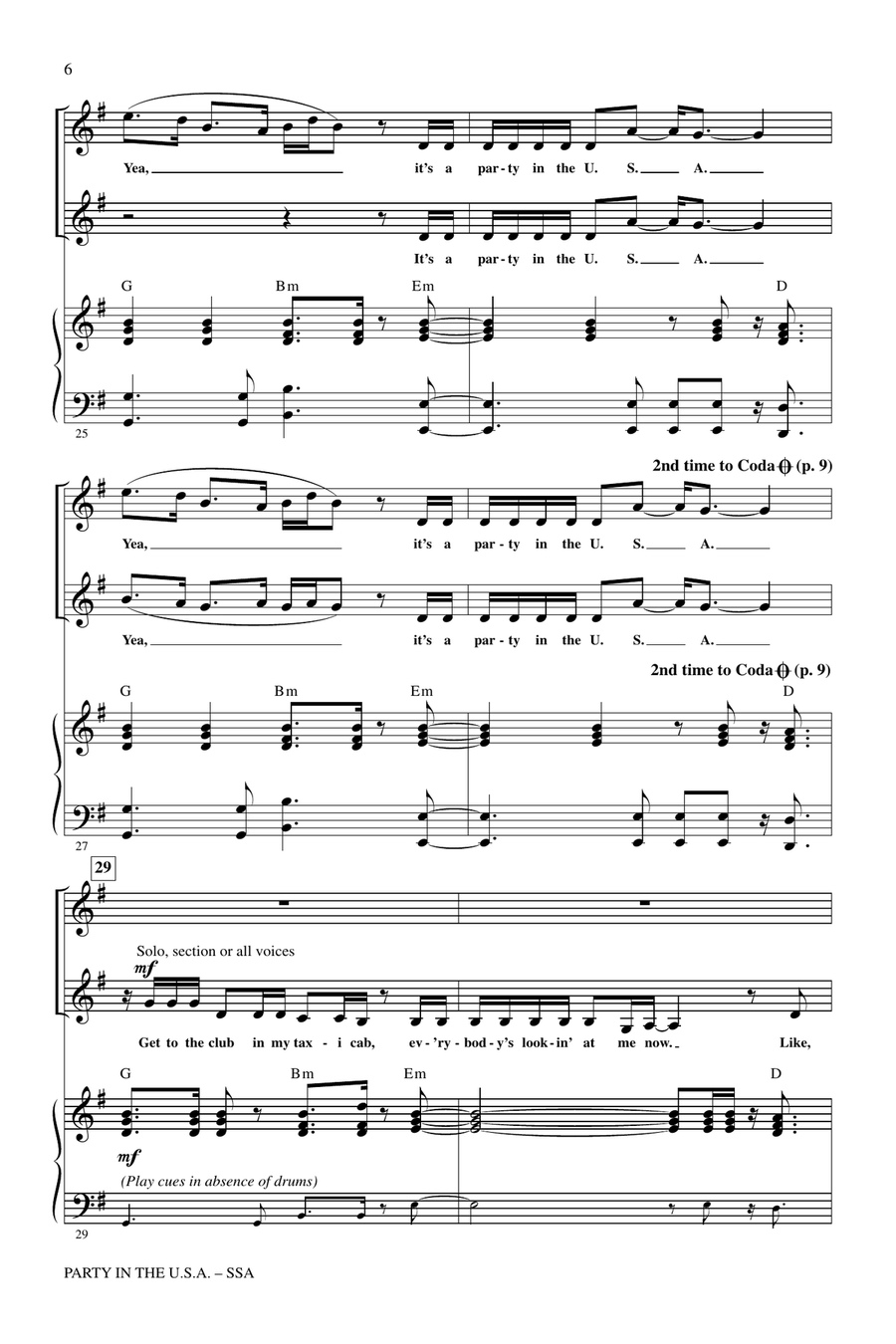 Party In The USA (arr. Roger Emerson) SSA scores gallery preview page 5