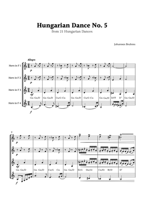 Hungarian Dance No. 5 by Brahms for Horn in F Quartet