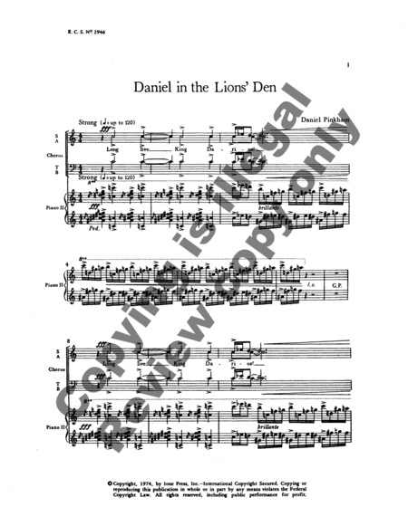 Daniel in the Lion's Den (Choral Score)