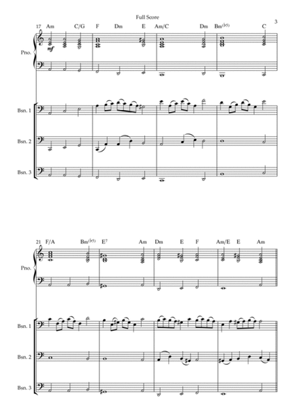 Rondeau (from Abdelazer) for Bassoon Trio and Piano Accompaniment with Chords image number null