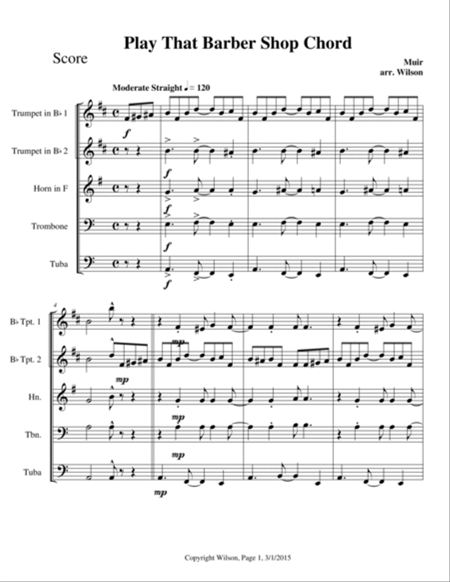 Play That Barber Shop Chord Brass Quintet scores gallery preview page 2