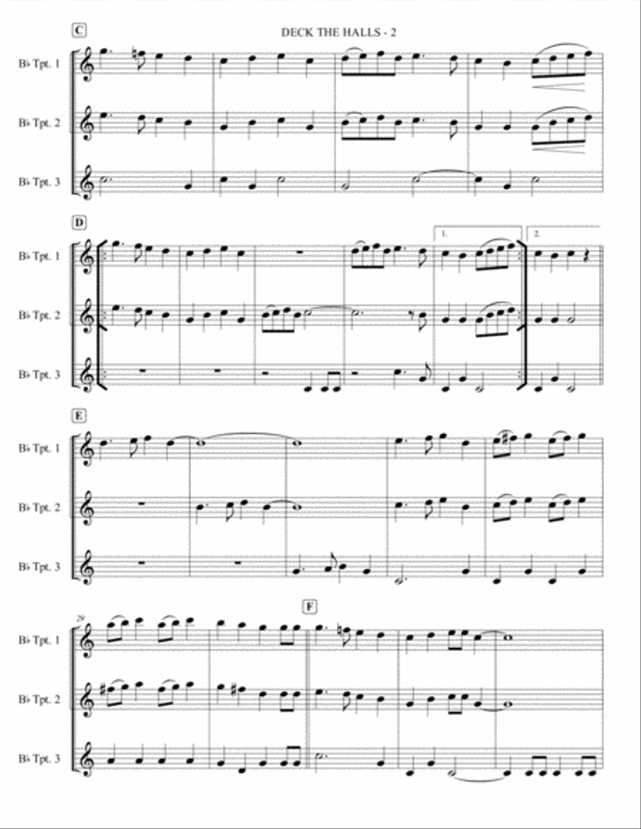 Deck The Halls - Trumpet Trio Trumpet Trio scores gallery preview page 3