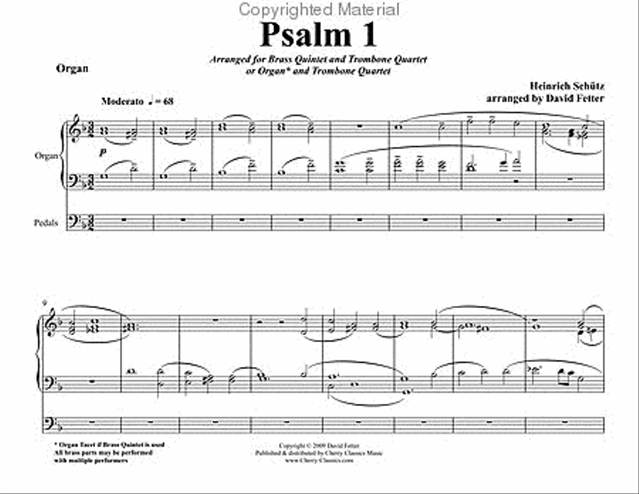 Psalm 1 for Trombone Quartet or Organ and Brass 4-Part scores gallery preview page 9