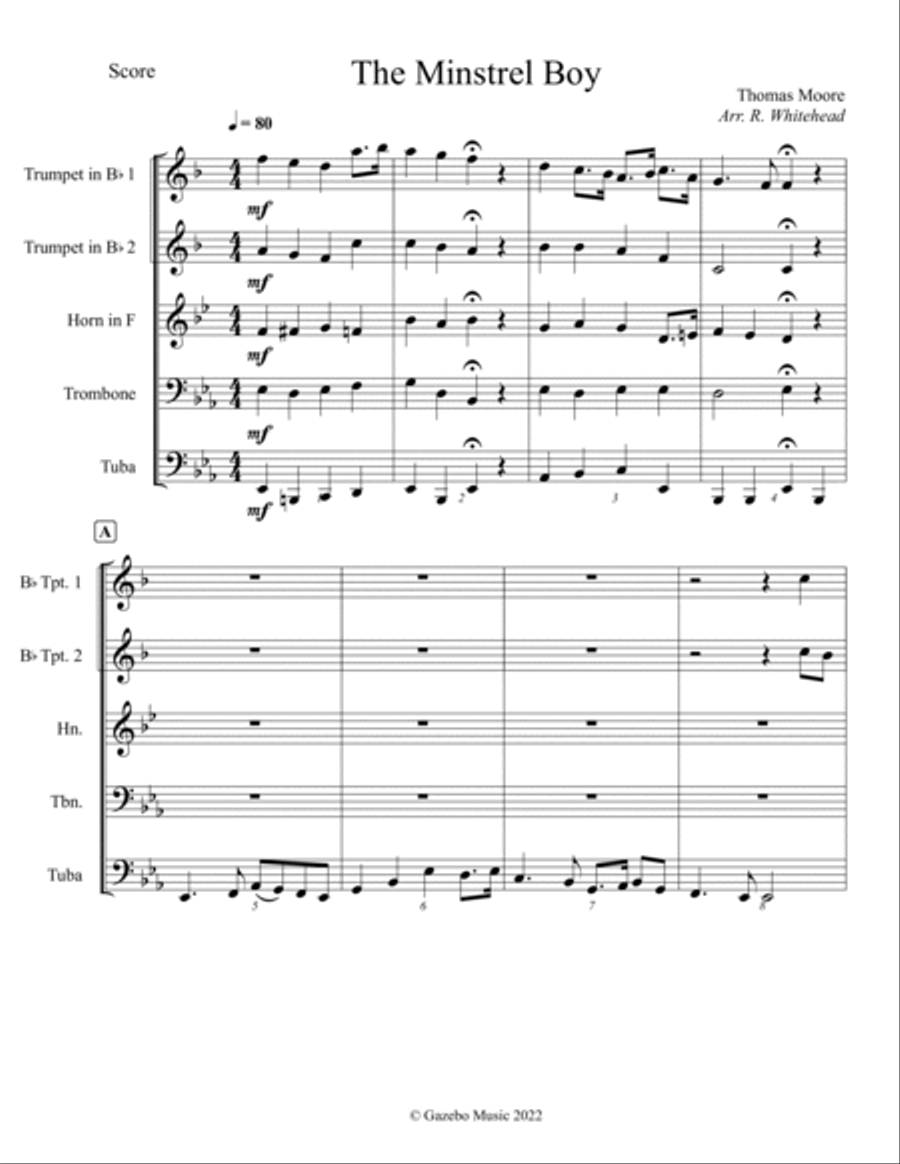 The Minstrel Boy The Minstrel Boy Brass Ensemble scores gallery preview page 2