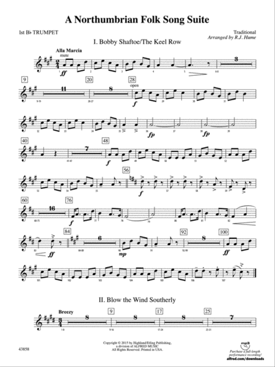 A Northumbrian Folk Song Suite: 1st B-flat Trumpet Full Orchestra scores gallery preview page 1