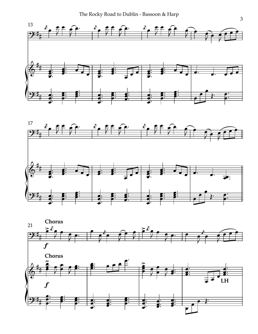 The Rocky Road to Dublin, Duet for Bassoon & Harp