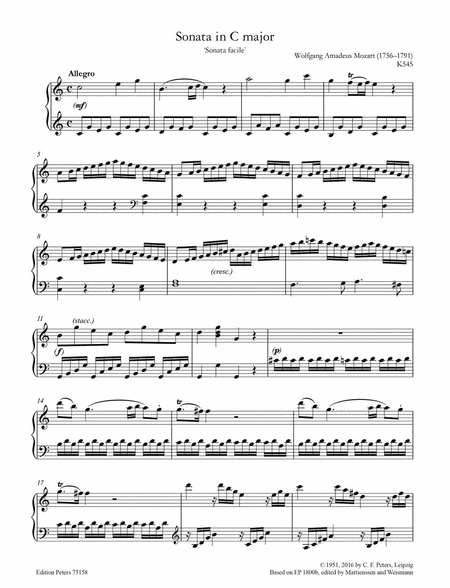 Piano Sonata in C K545 Sonata facile