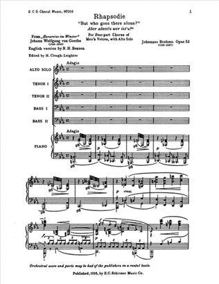 Book cover for Alto Rhapsody, Op.53