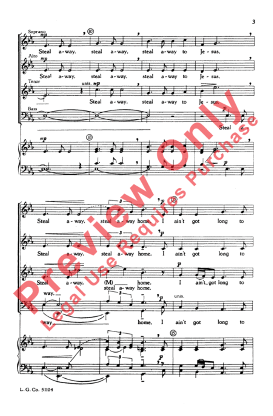 Steal Away 4-Part scores gallery preview page 3