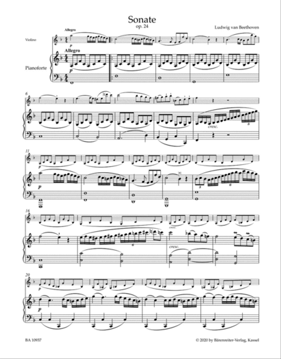 Sonata for Pianoforte and Violin in F major, op. 24 