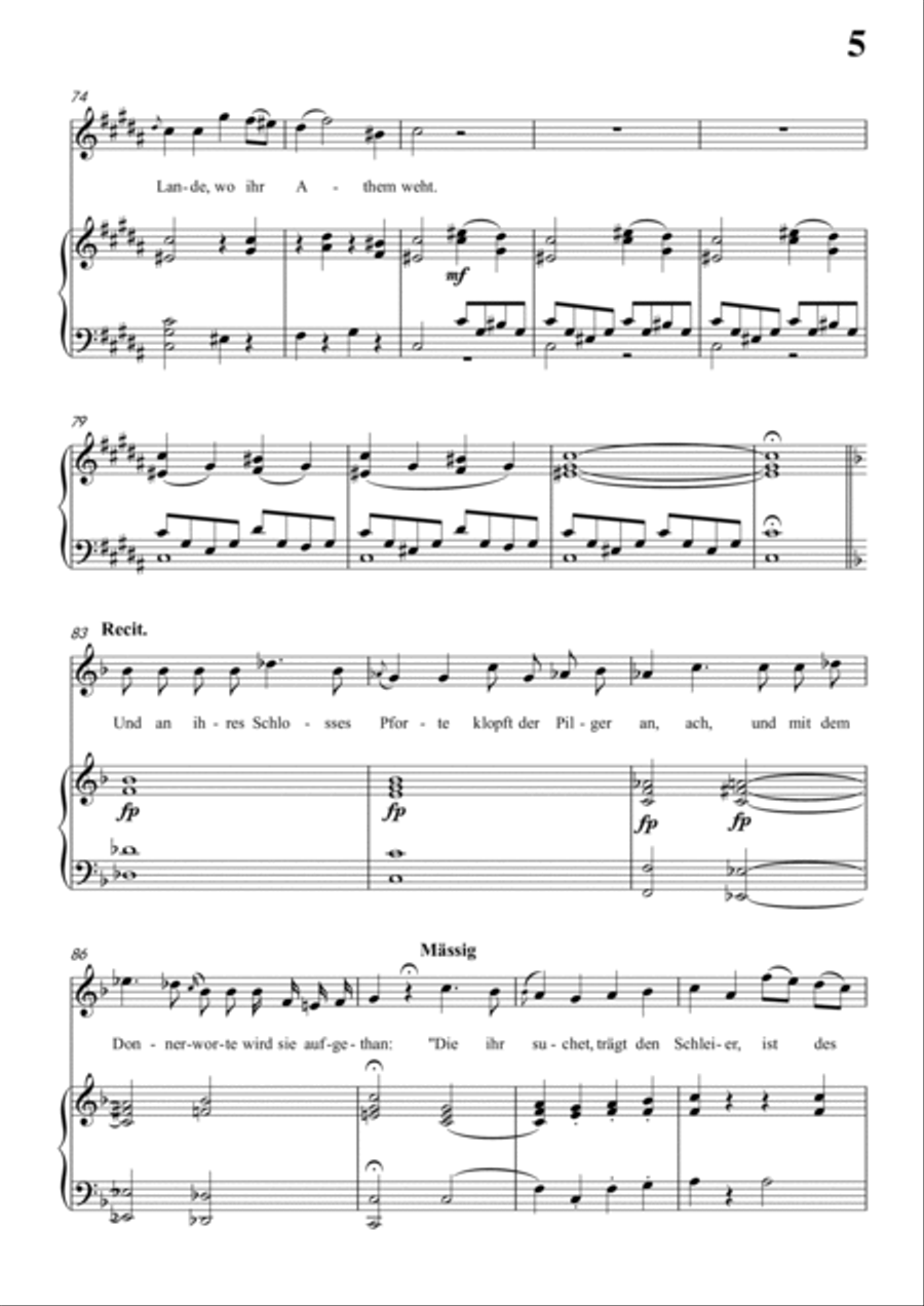 Schubert-Ritter Toggenburg in F for Vocal and Piano Voice scores gallery preview page 6