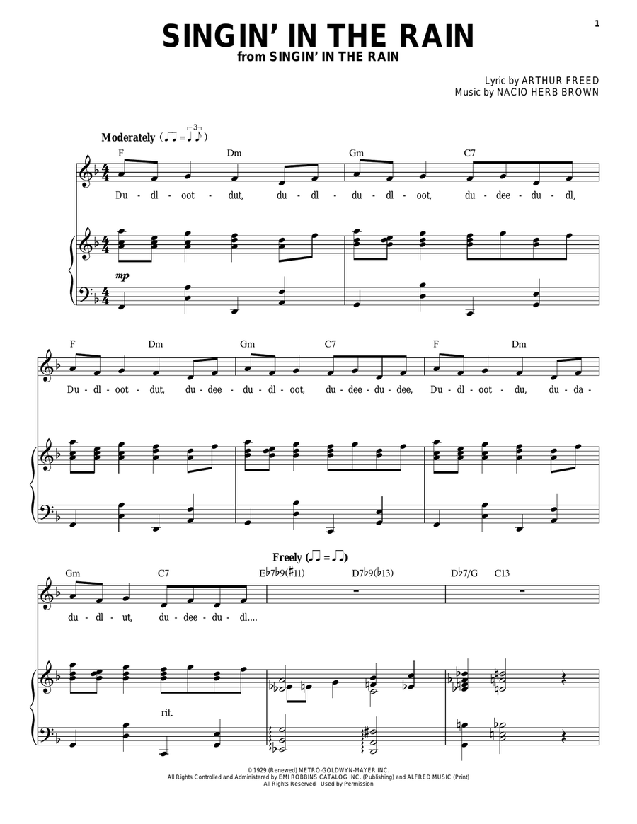 Singin' In The Rain Singin' In The Rain Piano, Vocal scores gallery preview page 1