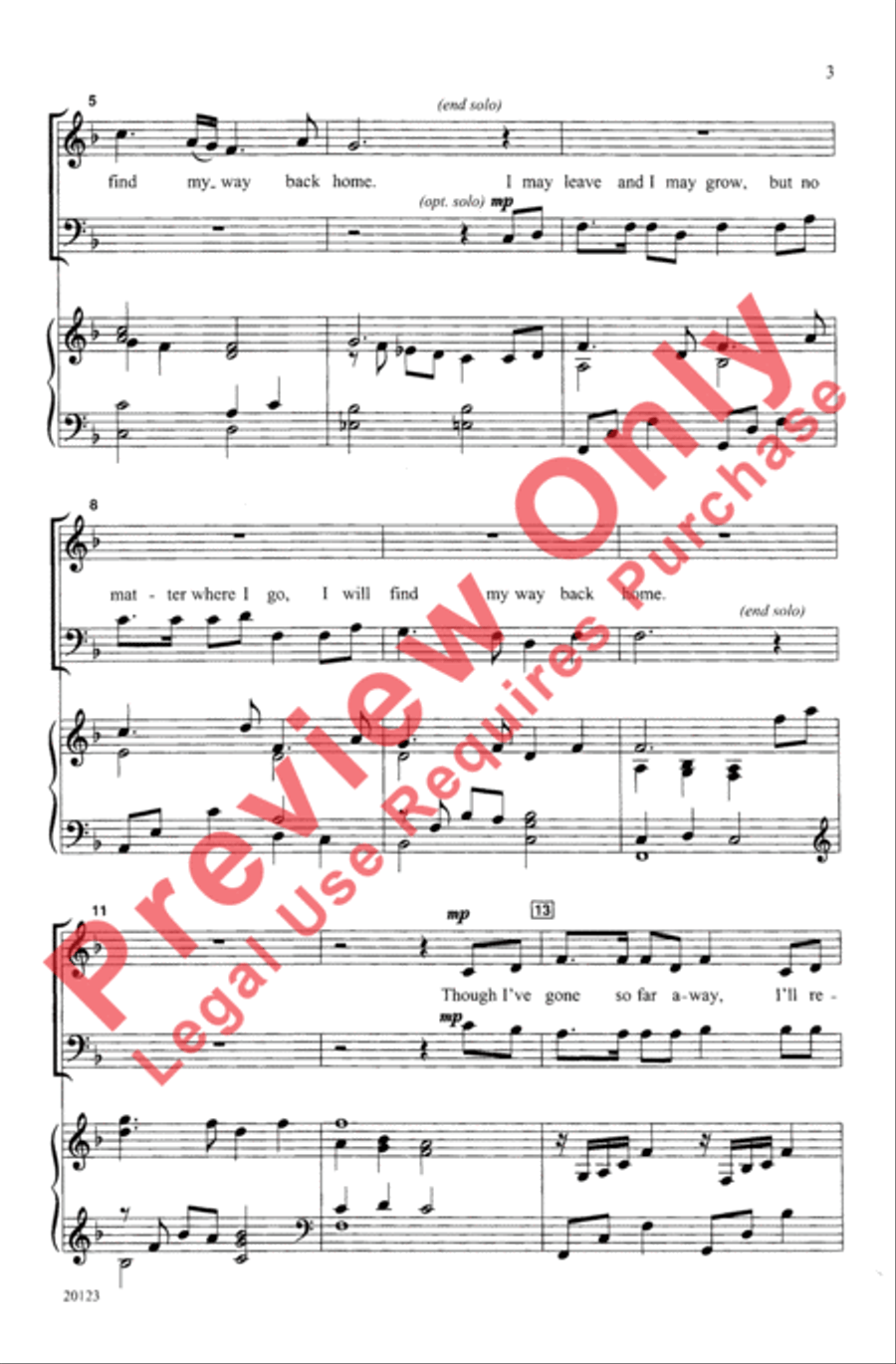 My Way Back Home 4-Part scores gallery preview page 3