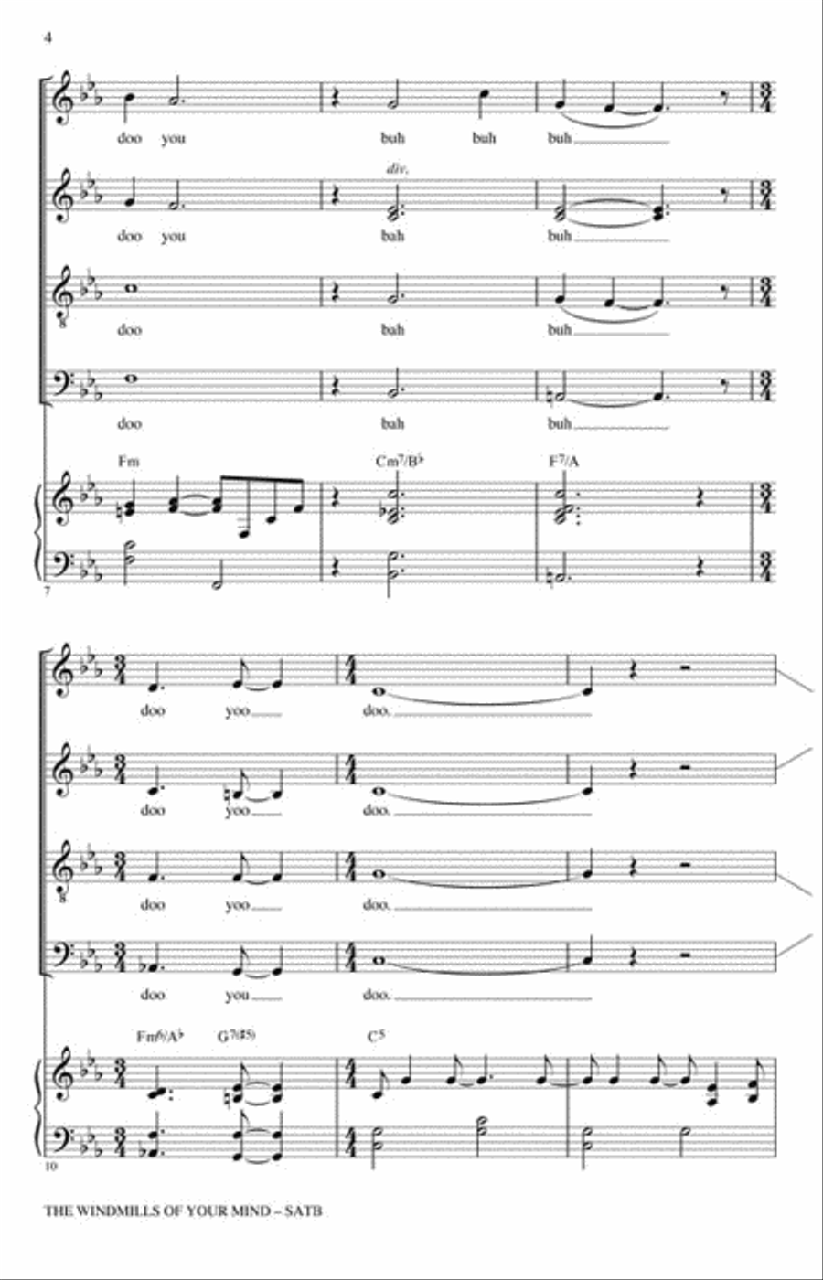 The Windmills of Your Mind 4-Part scores gallery preview page 3